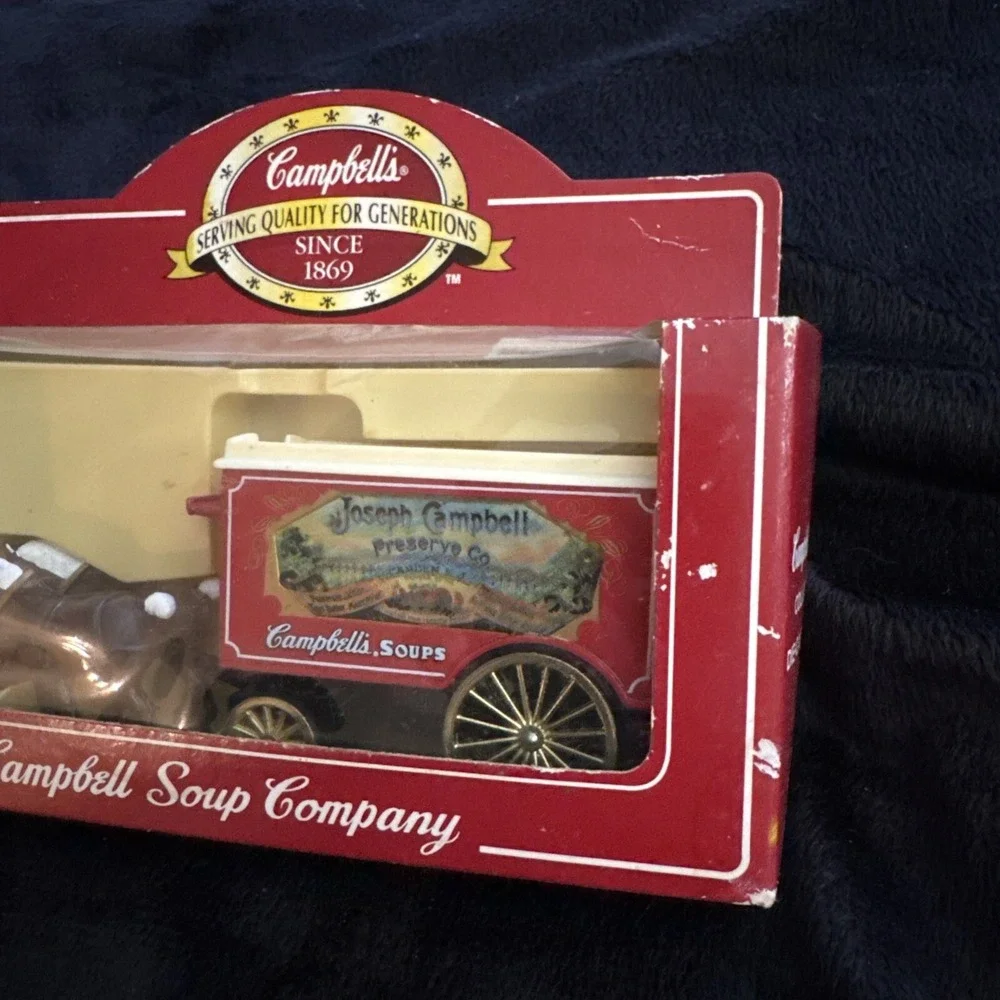 VINTAGE 1800'S‎ JOSEPH CAMPBELL Soup PRESERVE CO. RED DELIVERY HORSE TRAILER New